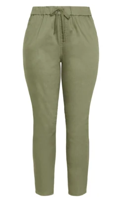 Avenue Khaki Tie Waist Tapered Trousers 10 Avenue Khaki Tie Waist Tapered Trousers -Bold Fit Store 217764MOSS 4