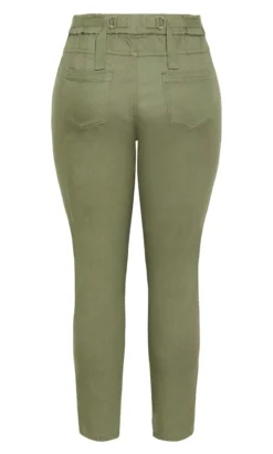 Avenue Khaki Tie Waist Tapered Trousers 11 Avenue Khaki Tie Waist Tapered Trousers -Bold Fit Store 217764MOSS 5