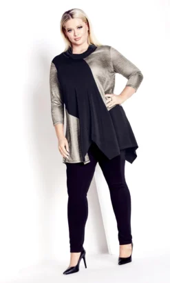 Avenue Black Gold Shimmer Longline Top -Bold Fit Store 217810GOLDSHIMMER 3