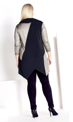 Avenue Black Gold Shimmer Longline Top -Bold Fit Store 217810GOLDSHIMMER 4