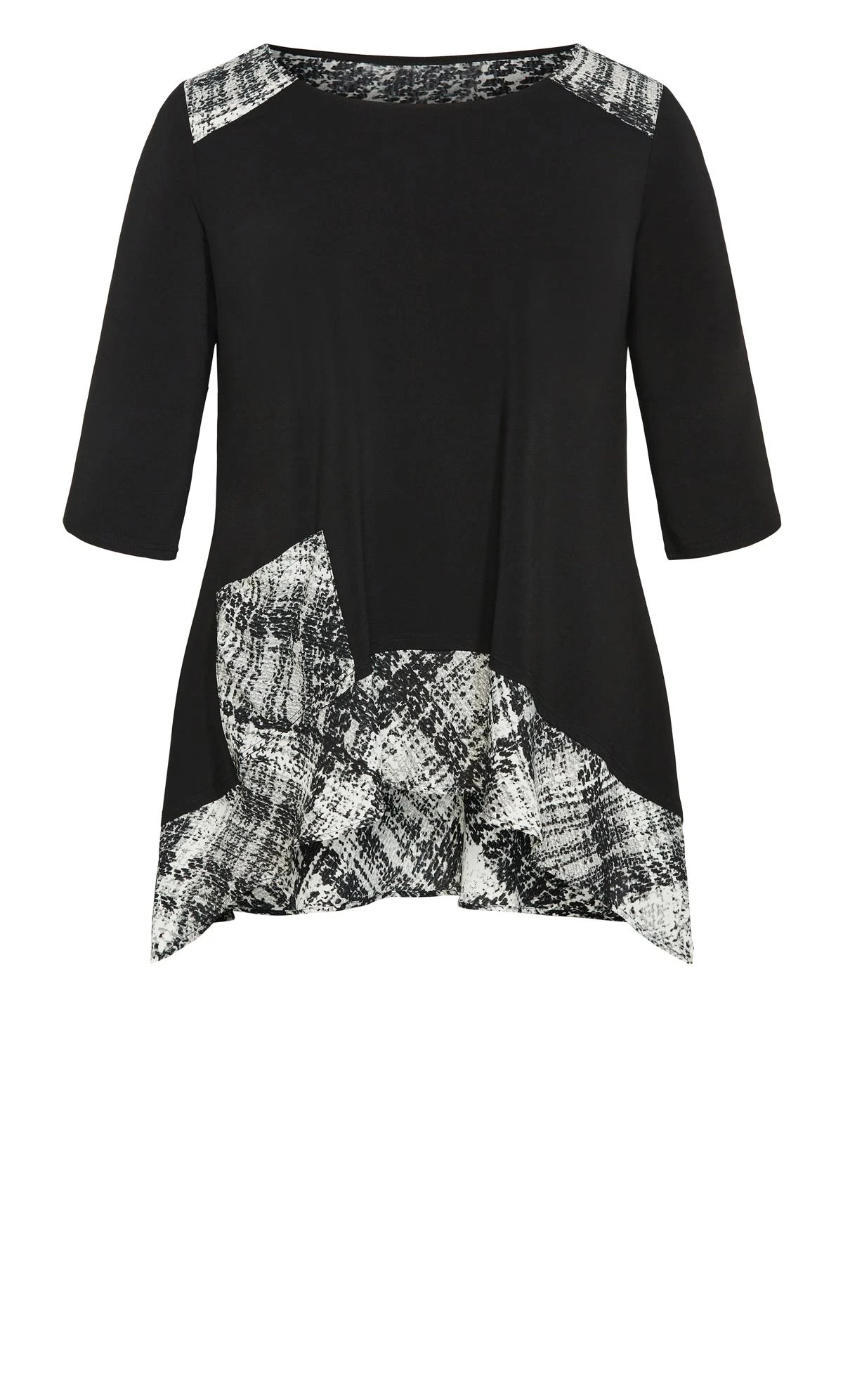 Avenue Black Check Print Detail Longline Top 5 Avenue Black Check Print Detail Longline Top - Image 5