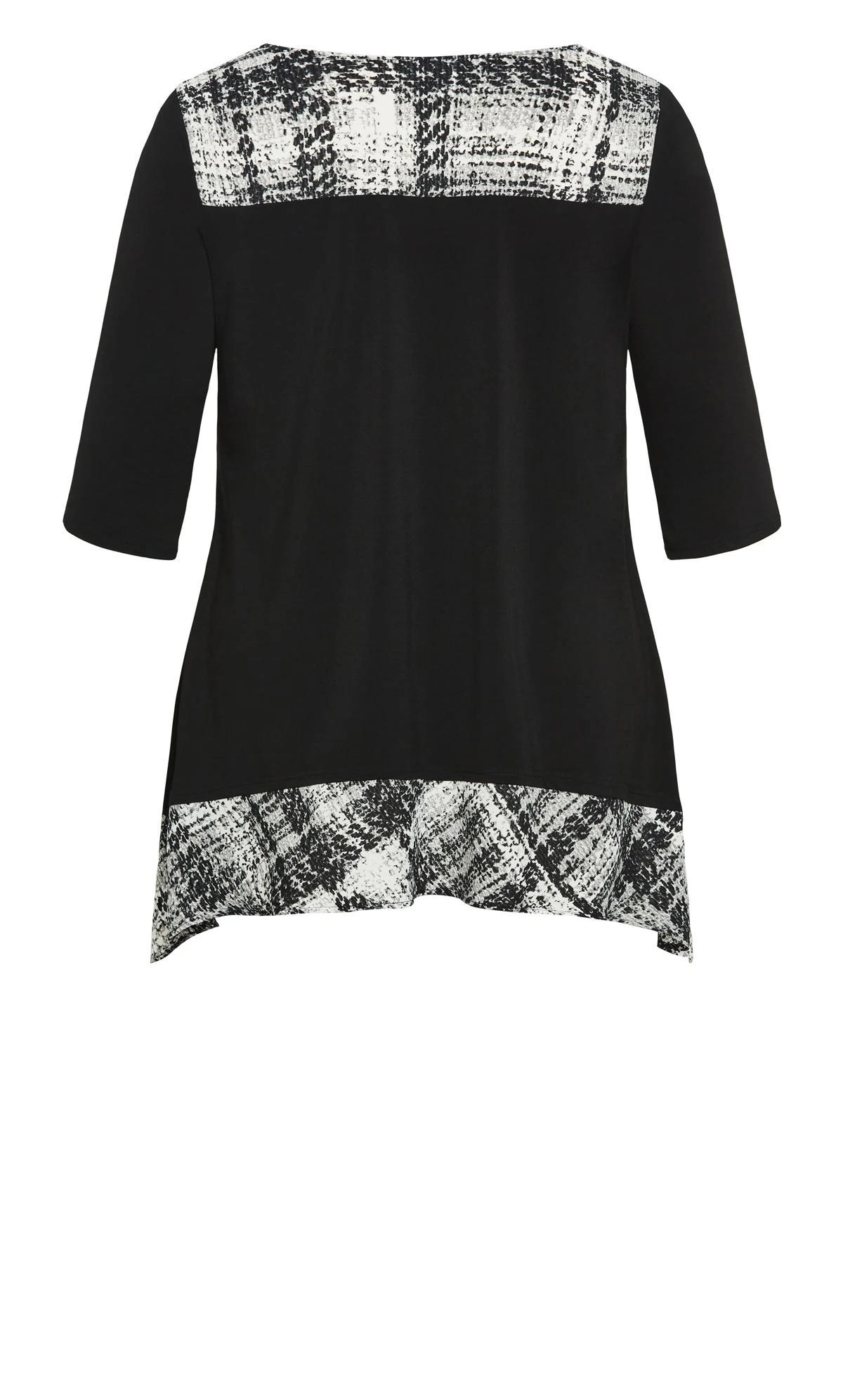 Avenue Black Check Print Detail Longline Top 6 Avenue Black Check Print Detail Longline Top - Image 6