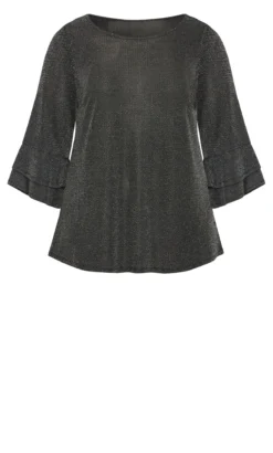 Avenue Grey Glitz Double Bell Sleeve Top 10 Avenue Grey Glitz Double Bell Sleeve Top -Bold Fit Store 217833SILVER 5