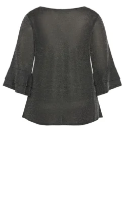 Avenue Grey Glitz Double Bell Sleeve Top 11 Avenue Grey Glitz Double Bell Sleeve Top -Bold Fit Store 217833SILVER 6