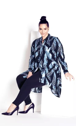 Avenue Zim & Zoe Saphire Blue Longline Shirt -Bold Fit Store 217894SAPPHIREWILD 2