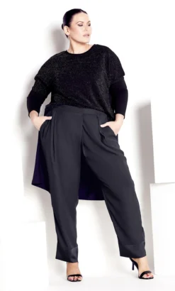 City Chic Navabi Charcoal Tailored Trousers Satin Cuff -Bold Fit Store 217921BLACK 2