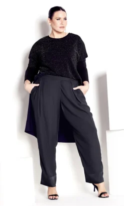 City Chic Navabi Charcoal Tailored Trousers Satin Cuff -Bold Fit Store 217921BLACK 3