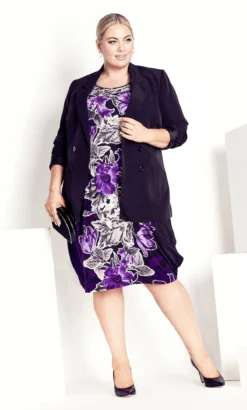 Avenue Purple Floral Print Sleeved Mini Dress -Bold Fit Store 217964PURPLE 5