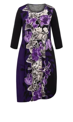 Avenue Purple Floral Print Sleeved Mini Dress -Bold Fit Store 217964PURPLE 9