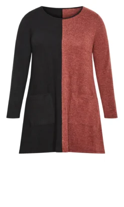 Avenue Black & Red Colourblock Longline Top -Bold Fit Store 217967BLKSPICE 6