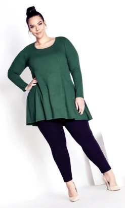 Avenue Green Longline Ribbed Top