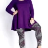 City Chic Zim & Zoe Purple Geometric Print Trousers