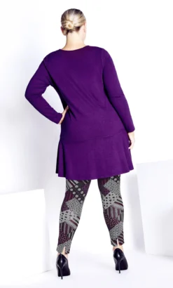 City Chic Zim & Zoe Purple Geometric Print Trousers -Bold Fit Store 218049PLUMGEO 3