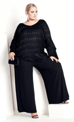 City Chic Navabi Black Chevron Wave Long Sleeve Top -Bold Fit Store 218464BLACK 3