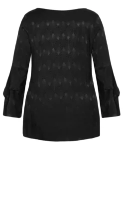 City Chic Navabi Black Chevron Wave Long Sleeve Top -Bold Fit Store 218464BLACK 7