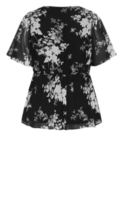 City Chic Black Mini Bouquet Wrap Top -Bold Fit Store 218563MINIBOUQUET 9