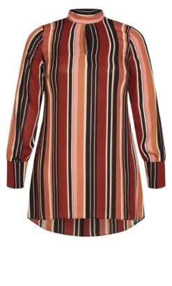 City Chic Brown Bold Stripe Tunic -Bold Fit Store 218608TANSTRIPE 22