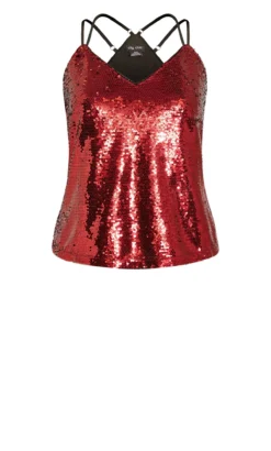 City Chic Crimson Red Sequin Cami Top -Bold Fit Store 2 0 200463crimson 5