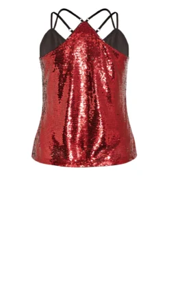 City Chic Crimson Red Sequin Cami Top -Bold Fit Store 2 0 200463crimson 6