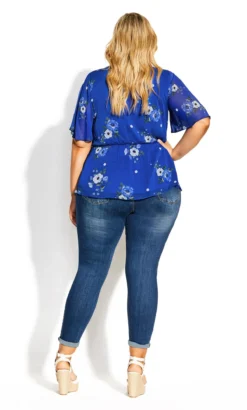 City Chic Blue Floral Satin Wrap Top -Bold Fit Store 2 0 201020bluefloral 3