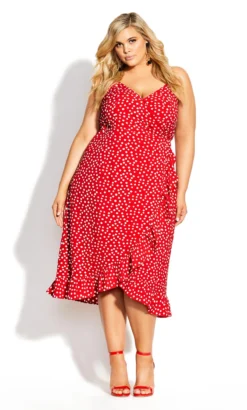 City Chic Red Polka Dot Dress