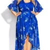 City Chic Cobalt Blue Floral Wrap Dress