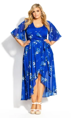 City Chic Cobalt Blue Floral Wrap Dress