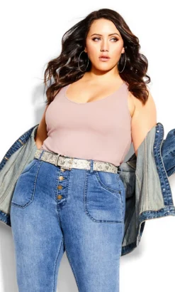 City Chic CCX Pink V-Neck Vest -Bold Fit Store 2 0 201109dustyrose 1