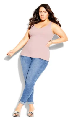 City Chic CCX Pink V-Neck Vest -Bold Fit Store 2 0 201109dustyrose 4