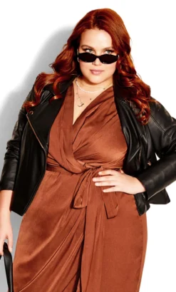 City Chic Rust Orange Satin Midi Wrap Dress -Bold Fit Store 2 0 201568cocoa 1