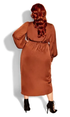 City Chic Rust Orange Satin Midi Wrap Dress -Bold Fit Store 2 0 201568cocoa 4