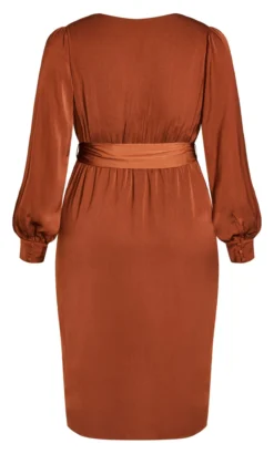 City Chic Rust Orange Satin Midi Wrap Dress -Bold Fit Store 2 0 201568cocoa 6