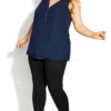 City Chic Navy Blue Zip Front Vest Top