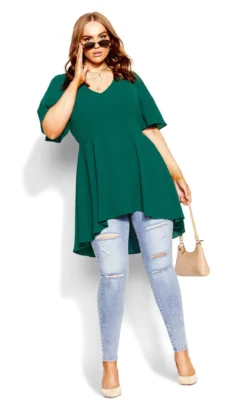 City Chic Green Hi Lo Accent Top -Bold Fit Store 2 0 202630seagreen 2