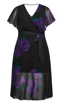 City Chic Purple Foral Print Chiffon Midi Wrap Dress -Bold Fit Store 2 0 203059purplerichromance 4