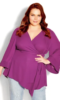 City Chic Purple Asymmetric Wrap Top