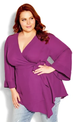 City Chic Purple Asymmetric Wrap Top -Bold Fit Store 2 0 203314magenta 3