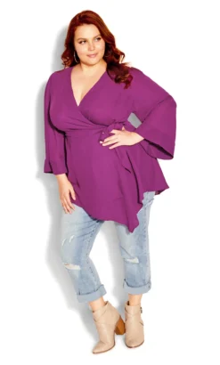 City Chic Purple Asymmetric Wrap Top -Bold Fit Store 2 0 203314magenta 4
