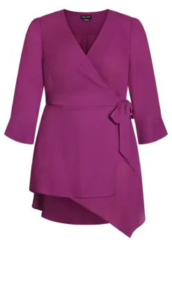 City Chic Purple Asymmetric Wrap Top -Bold Fit Store 2 0 203314magenta 6