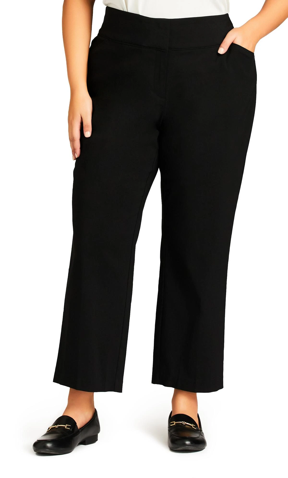 Avenue Black Straight Leg Super Comfort Petite Trousers 2 Avenue Black Straight Leg Super Comfort Petite Trousers - Image 2