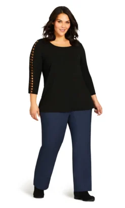 Avenue Blue Stretch Zip Straight Leg Trousers