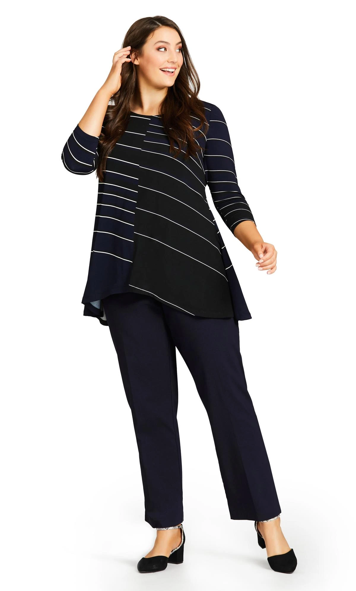 Avenue Navy Blue Super Stretch Straight Leg Trousers - Tall 2 Avenue Navy Blue Super Stretch Straight Leg Trousers - Tall - Image 2