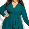 City Chic Teal Green Ruffle Wrap Top