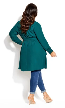 City Chic Teal Green Ruffle Wrap Top -Bold Fit Store 2 0 204078alpine 3