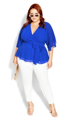 City Chic Blue Elegant Wrap Top -Bold Fit Store 2 0 204370cobalt 12