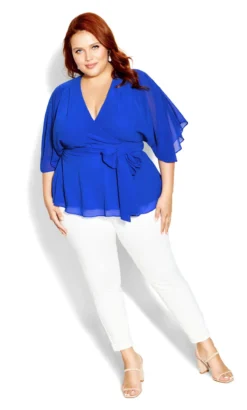 City Chic Blue Elegant Wrap Top -Bold Fit Store 2 0 204370cobalt 13