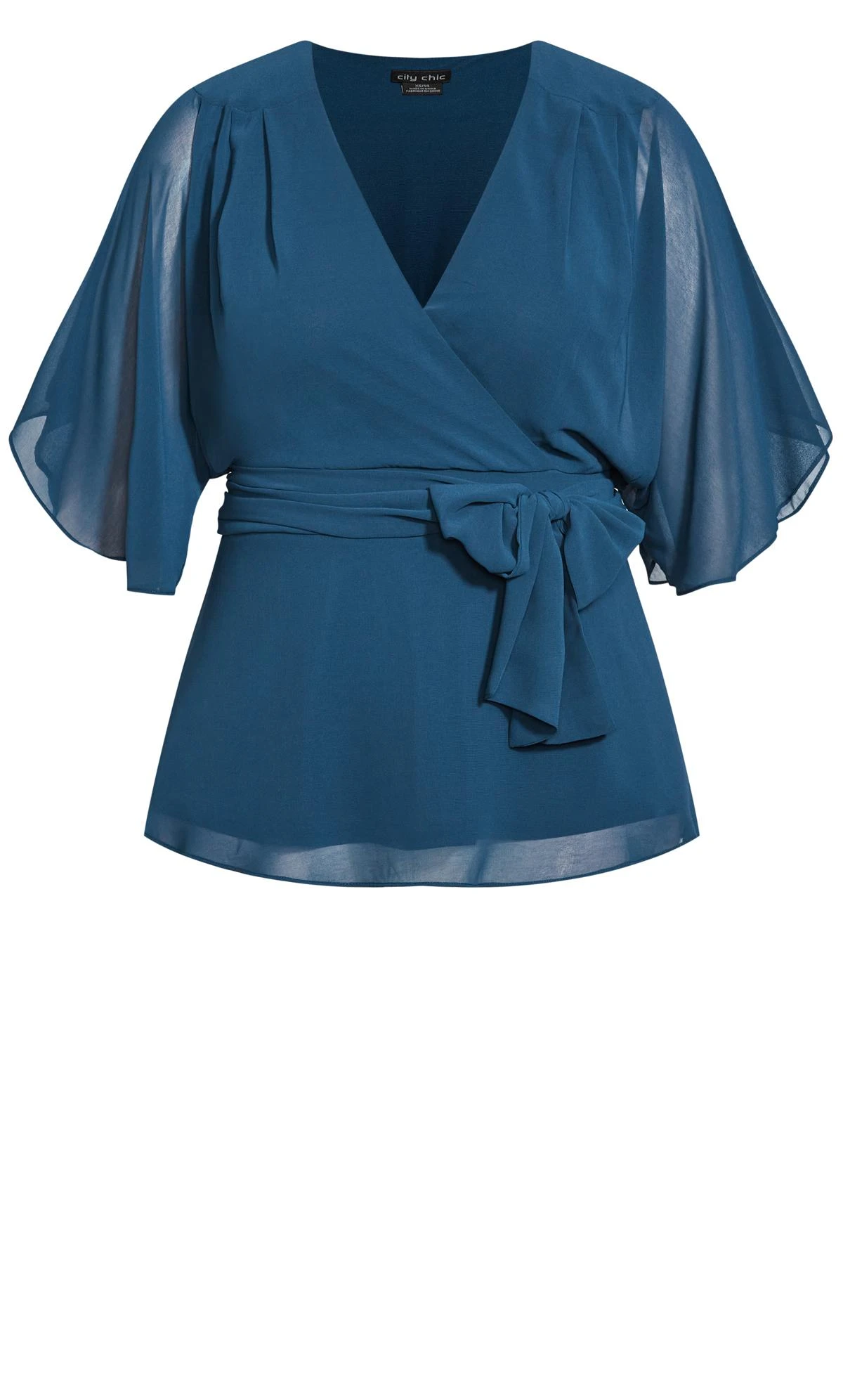 City Chic Blue Chiffon Tie Waist Wrap Top 5 City Chic Blue Chiffon Tie Waist Wrap Top - Image 5