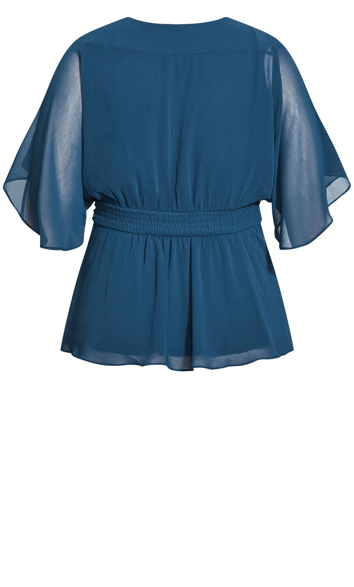 City Chic Blue Chiffon Tie Waist Wrap Top 6 City Chic Blue Chiffon Tie Waist Wrap Top - Image 6