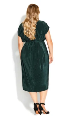 City Chic Forest Green Plisse Shift Dress -Bold Fit Store 2 0 205873seagreen 2