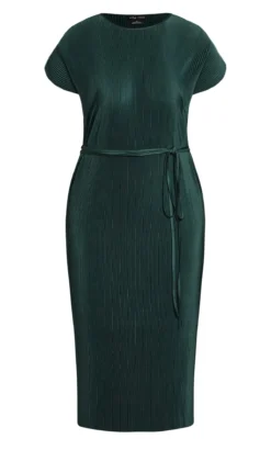 City Chic Forest Green Plisse Shift Dress -Bold Fit Store 2 0 205873seagreen 3